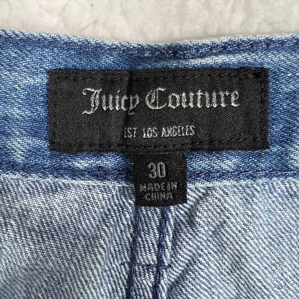 Juicy‎ Couture NWT Tie Dye Straight Leg Jeans 30 High Rise w Pink Logo Sash Y2K - Picture 7 of 12